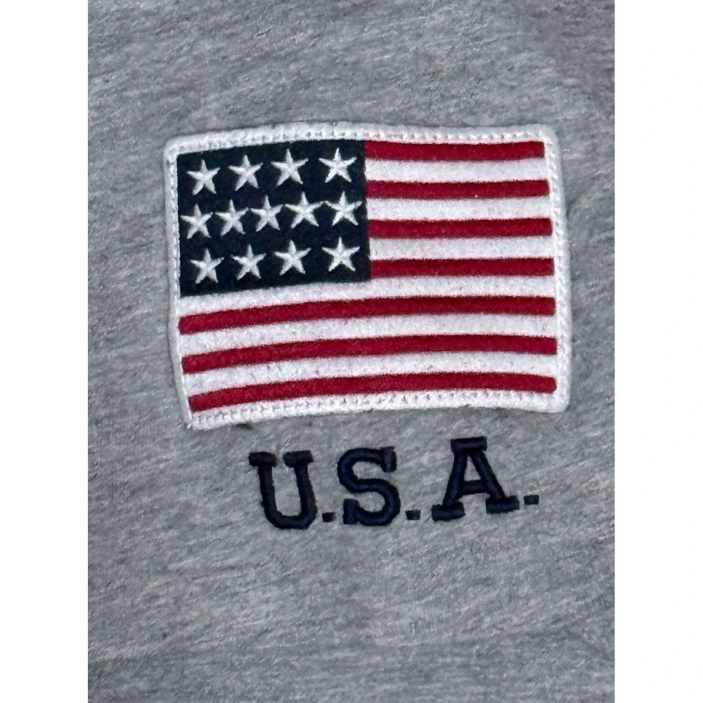 Polo Ralph Lauren Mens XL Classic Fit Gray T-Shirt USA Flag Logo Applique Cotton